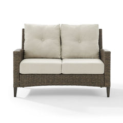 Dropping Crosley Rockport 53.25 Inch Outdoor Wicker High Back Loveseat Oatmeal - CO7161-LB - The Home Selection