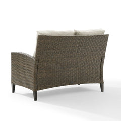 Dropping Crosley Rockport 53.25 Inch Outdoor Wicker High Back Loveseat Oatmeal - CO7161-LB - The Home Selection