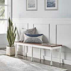 Dropping Crosley Shelby 54 Inch Dining Bench Distressed-White - CF501118-WH - The Home Selection