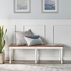Dropping Crosley Shelby 54 Inch Dining Bench Distressed-White - CF501118-WH - The Home Selection