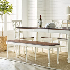 Dropping Crosley Shelby 54 Inch Dining Bench Distressed-White - CF501118-WH - The Home Selection