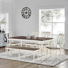 Dropping Crosley Shelby 6 Piece Dining Set Distressed-White - KF20004-WH - The Home Selection