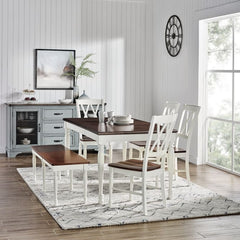 Dropping Crosley Shelby 6 Piece Dining Set Distressed-White - KF20004-WH - The Home Selection