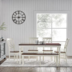 Dropping Crosley Shelby 6 Piece Dining Set Distressed-White - KF20004-WH - The Home Selection