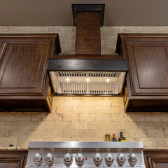 ZLINE 36" Wooden Wall Mount Range Hood in Antigua and Walnut - Includes Remote Motor