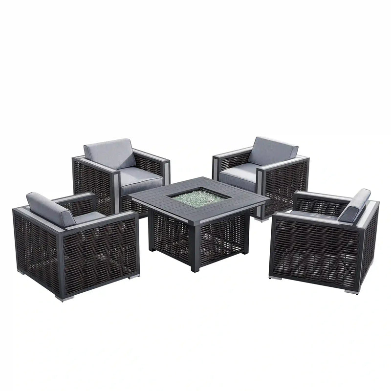 Deko Living Avola Outdoor Patio Set & Firepit - COP30902 - The Home Selection