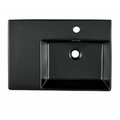 Swiss Madison St. Tropez 24 x 18 Ceramic Wall Hung Sink with Right Side Faucet Mount, Matte Black - SM-WS323MB