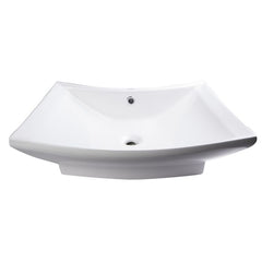 EAGO 28" White Rectangular Porcelain Bathroom Sink with Overflow - BA142 - The Home Selection