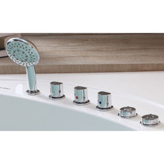 EAGO 5' Rounded Modern Double Seat Corner Whirlpool Bath Tub with Fixtures - AM200 - The Home Selection