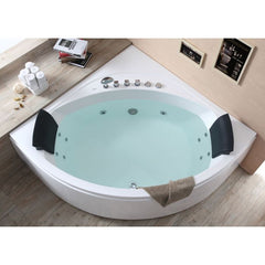 EAGO 5' Rounded Modern Double Seat Corner Whirlpool Bath Tub with Fixtures - AM200 - The Home Selection