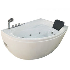 EAGO 59" Single Person Corner White Acrylic Whirlpool Bath Tub - AM161-L - The Home Selection