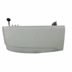 EAGO 59" Single Person Corner White Acrylic Whirlpool Bath Tub - AM161-L - The Home Selection