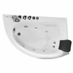 EAGO 59" Single Person Corner White Acrylic Whirlpool Bath Tub - AM161-L - The Home Selection