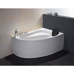 EAGO 59" Single Person Corner White Acrylic Whirlpool Bath Tub - AM161-L - The Home Selection