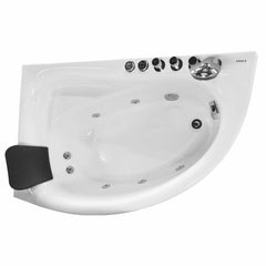 EAGO 59" Single Person Corner White Acrylic Whirlpool BathTub - AM161-R - The Home Selection