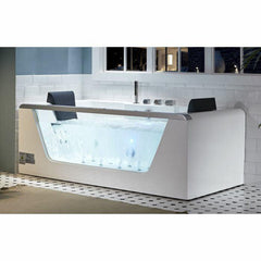 EAGO 6 ft Clear Rectangular Acrylic Whirlpool Bathtub for Two - AM196ETL - The Home Selection