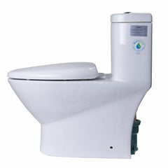 EAGO Elongated One Piece Dual Flush High Efficiency Low Flush White Toilet - TB346 - The Home Selection