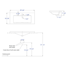 EAGO White Ceramic 40"x19" Rectangular Drop In Sink - BH002 - The Home Selection