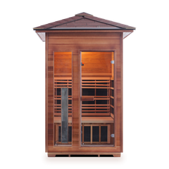 Enlighten Rustic 2 Peak Outdoor Full Spectrum Infrared Sauna - 17376 - The Home Selection