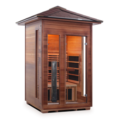 Enlighten Rustic 2 Peak Outdoor Full Spectrum Infrared Sauna - 17376 - The Home Selection