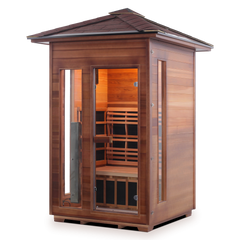 Enlighten Rustic 2 Peak Outdoor Full Spectrum Infrared Sauna - 17376 - The Home Selection