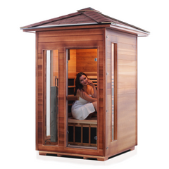 Enlighten Rustic 2 Peak Outdoor Full Spectrum Infrared Sauna - 17376 - The Home Selection