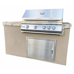 KOKOMO The 5' Maldives BBQ Island with Built In 4 Burner BBQ Grill and Access Door - MALDIVES