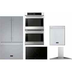 Fulgor Milano Package 30" Electric Double Wall Oven, 36" French Door Refrigerator, 36" Induction Cooktop, 36" Wall Mount Hood and 24" Built-In Dishwasher