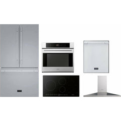 Fulgor Milano Package 30" Electric Wall Oven, 36" French Door Refrigerator, 36" Induction Cooktop,  36" Wall Mount Range Hood and 24" Built-In Dishwasher