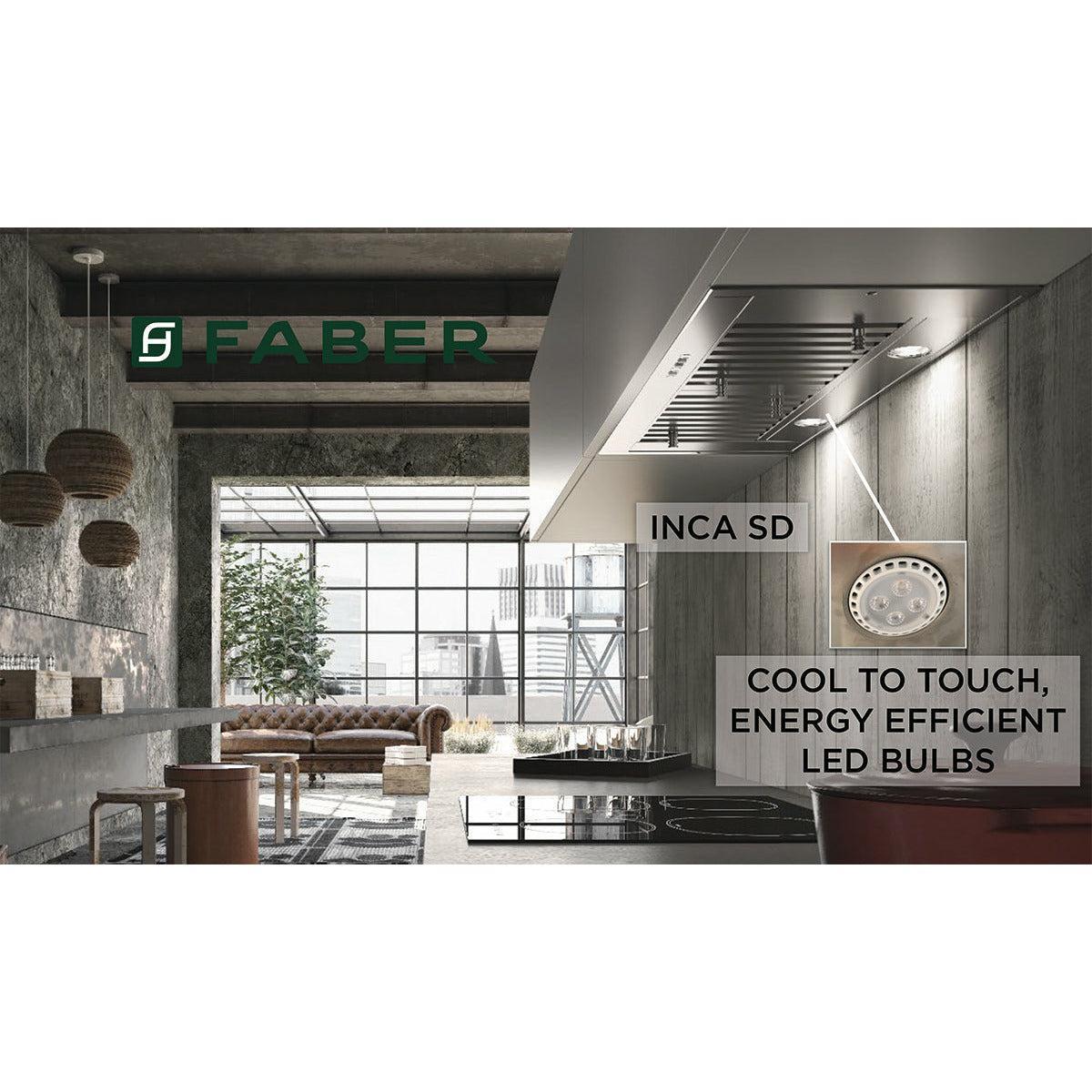 Faber Inca SD Insert Range Hood with Variable Air Management, Pro Blower, Pro Baffle Filters, Easy Snap Installation, Direct Rear Venting, Delay Auto-Off, LED Lighting, and Intensive Speed - The Home Selection