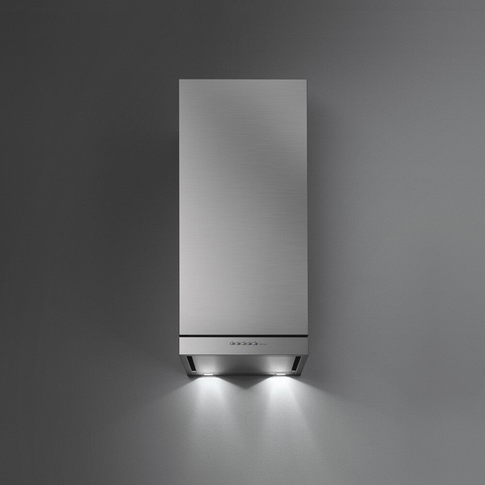 Falmec Mira Fasteel 16" Hood, 500 CFM with 4-Speed/500 CFM Motor, Electronic Control, LED Lighting, Metallic Grease Filter, Scotch Brite Fasteel, and Perimeter Suction - FFMIR165FS-R - The Home Selection