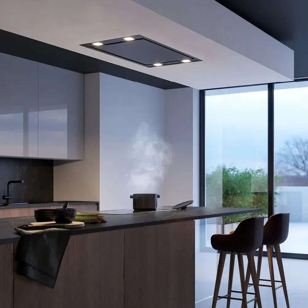 Falmec Stella Ceiling Liner Insert, with 600 CFM Motor (Motor Sold Separately), Electronic Control, LED Light, Metallic Grease Filter, Remote Control, Scotch Brite (AISI 304) Steel, and Perimeter Suction - FDSTEC6SS-R - The Home Selection