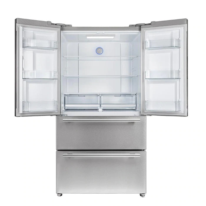 Forno 3-Piece Appliance Package - 36" Gas Range, French Door Refrigerator, and Dishwasher in Stainless Steel