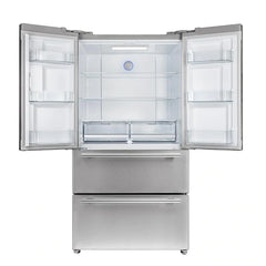Forno 3-Piece Appliance Package - 36" Gas Range, French Door Refrigerator, and Dishwasher in Stainless Steel