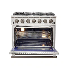 Forno 3-Piece Pro Appliance Package - 36" Gas Range, Pro-Style Refrigerator, and Dishwasher in Stainless Steel