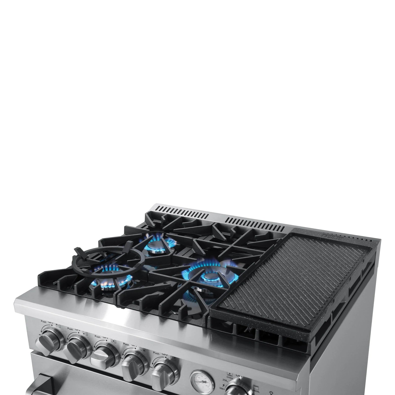 Forno Lazio - 30" All Gas Range, 5 burners with Air Fryer and Griddle - FFSGS6276-30