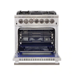 Forno 4-Piece Pro Appliance Package - 30" Dual Fuel Range, Premium Hood, French Door Refrigerator, and Dishwasher in Stainless Steel