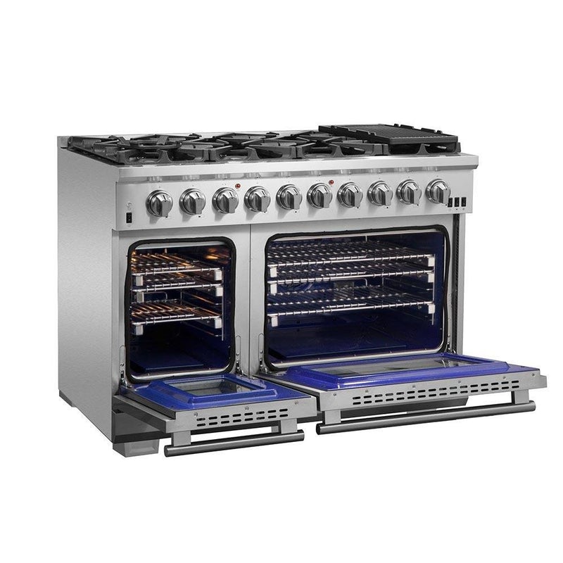 Forno 48" Capriasca Gas Range with 8 Burners, Griddle and 160,000 BTUs - FFSGS6260-48