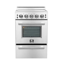 Forno 24" Loiano Electric Range with 4 Burners in Stainless Steel - FFSEL6090-24 - The Home Selection