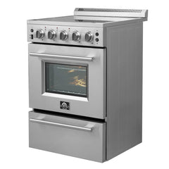 Forno 24" Loiano Electric Range with 4 Burners in Stainless Steel - FFSEL6090-24 - The Home Selection