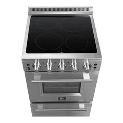 Forno 24" Loiano Electric Range with 4 Burners in Stainless Steel - FFSEL6090-24 - The Home Selection