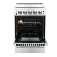 Forno 24" Loiano Electric Range with 4 Burners in Stainless Steel - FFSEL6090-24 - The Home Selection