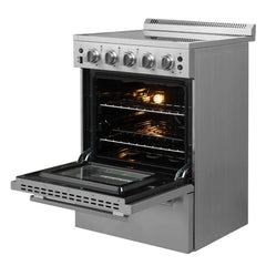 Forno 24" Loiano Electric Range with 4 Burners in Stainless Steel - FFSEL6090-24 - The Home Selection