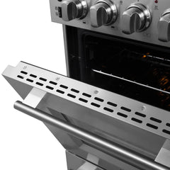 Forno 24" Loiano Electric Range with 4 Burners in Stainless Steel - FFSEL6090-24 - The Home Selection