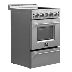 Forno 24" Loiano Electric Range with 4 Burners in Stainless Steel - FFSEL6090-24 - The Home Selection