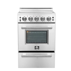 Forno 24" Pro-Style Electric Range with 4 Burners in Stainless Steel - FFSEL6069-24 - The Home Selection