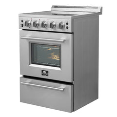 Forno 24" Pro-Style Electric Range with 4 Burners in Stainless Steel - FFSEL6069-24 - The Home Selection