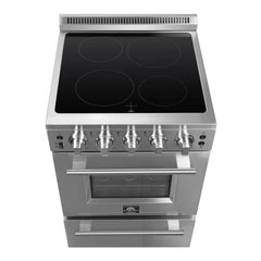 Forno 24" Pro-Style Electric Range with 4 Burners in Stainless Steel - FFSEL6069-24 - The Home Selection