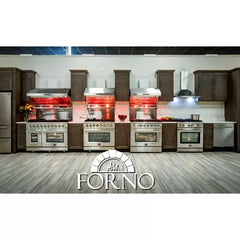 Forno 3-Piece Appliance Package - 36" Dual Fuel Range, Pro-Style Refrigerator, and Dishwasher in Stainless Steel - The Home Selection