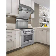 Forno 3-Piece Pro Appliance Package - 30" Dual Fuel Range, Pro-Style Refrigerator, and Dishwasher in Stainless Steel - The Home Selection